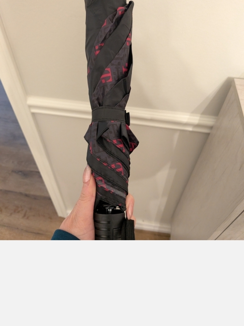 Large Black Umbrella with Pink Accent